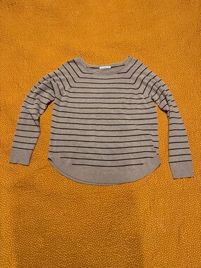 Pink Clover Taupe Sweater with Black Stripe Detail